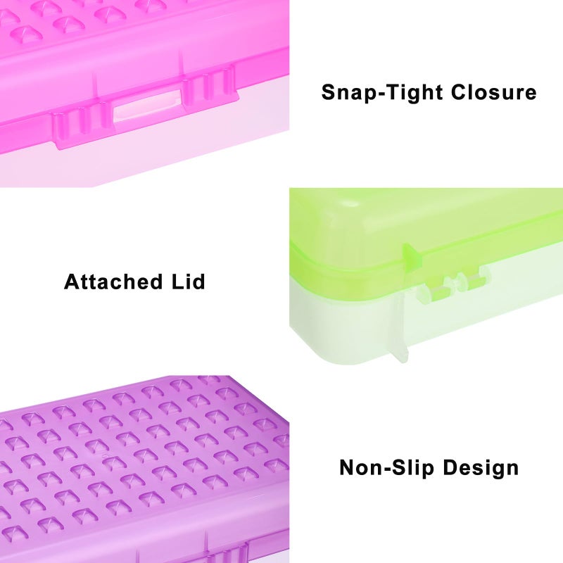 BTSKY 6 Pack Multipurpose Utility Box- Large Capacity Pencil Box with Lid Snap Closure Pencil Holder for Organize and Carry Pencils Watercolor Pens Stationery Office Supplies Organizer Colorful - Image 5